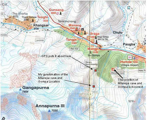 Milarepas Gompa Map nepal